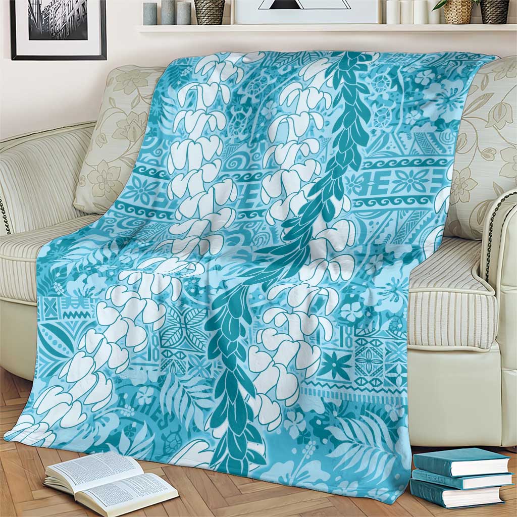 Blue Puakenikeni and Maile Lei Blanket Hawaiian Style Tribal Tapa Double Strand Lei LT9 - Polynesian Pride