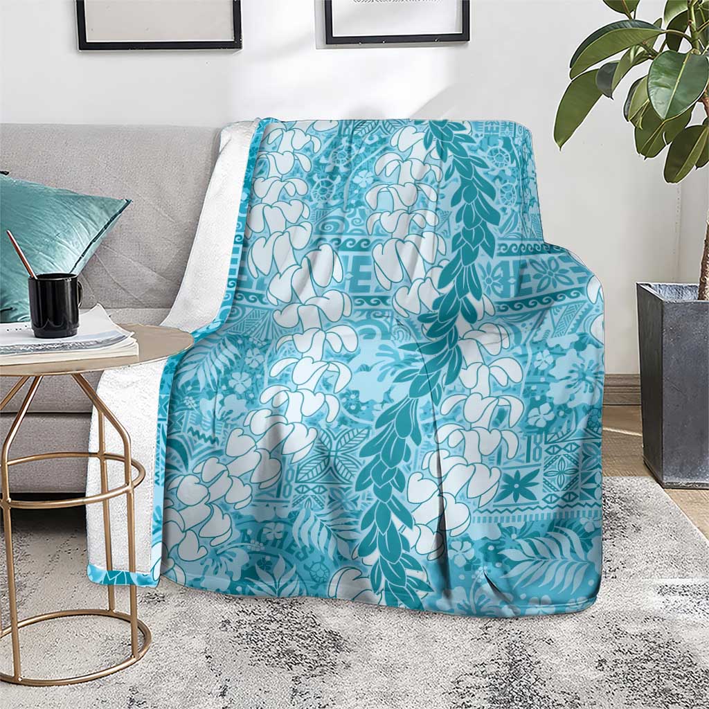 Blue Puakenikeni and Maile Lei Blanket Hawaiian Style Tribal Tapa Double Strand Lei LT9 - Polynesian Pride