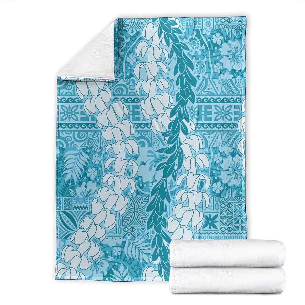 Blue Puakenikeni and Maile Lei Blanket Hawaiian Style Tribal Tapa Double Strand Lei LT9 - Polynesian Pride