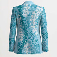 Blue Puakenikeni and Maile Lei Blazer Hawaiian Style Tribal Tapa Double Strand Lei LT9 - Polynesian Pride