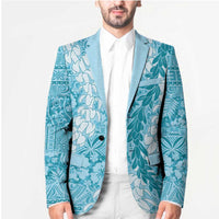 Blue Puakenikeni and Maile Lei Blazer Hawaiian Style Tribal Tapa Double Strand Lei LT9 - Polynesian Pride
