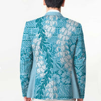 Blue Puakenikeni and Maile Lei Blazer Hawaiian Style Tribal Tapa Double Strand Lei LT9 - Polynesian Pride