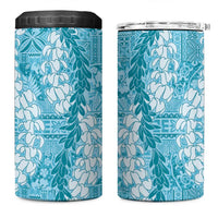 Blue Puakenikeni and Maile Lei 4 in 1 Can Cooler Tumbler Hawaiian Style Tribal Tapa Double Strand Lei LT9 One Size: 16 oz Blue - Polynesian Pride