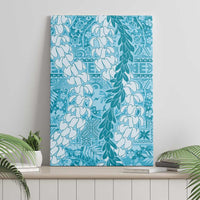 Blue Puakenikeni and Maile Lei Canvas Wall Art Hawaiian Style Tribal Tapa Double Strand Lei LT9 - Polynesian Pride