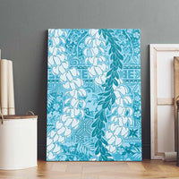 Blue Puakenikeni and Maile Lei Canvas Wall Art Hawaiian Style Tribal Tapa Double Strand Lei LT9 - Polynesian Pride
