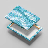 Blue Puakenikeni and Maile Lei Canvas Wall Art Hawaiian Style Tribal Tapa Double Strand Lei LT9 - Polynesian Pride