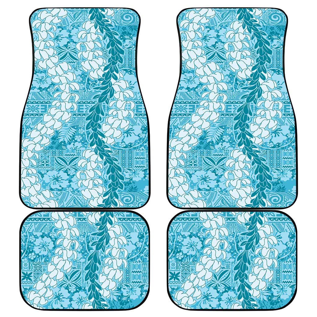 Blue Puakenikeni and Maile Lei Car Mats Hawaiian Style Tribal Tapa Double Strand Lei LT9 - Polynesian Pride