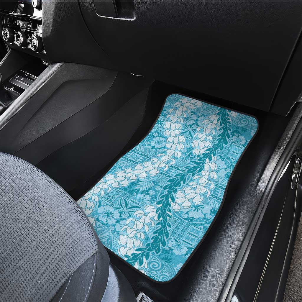 Blue Puakenikeni and Maile Lei Car Mats Hawaiian Style Tribal Tapa Double Strand Lei LT9 - Polynesian Pride