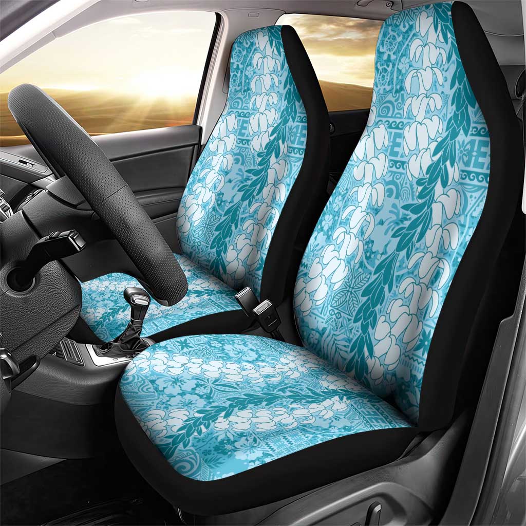 Blue Puakenikeni and Maile Lei Car Seat Cover Hawaiian Style Tribal Tapa Double Strand Lei LT9 - Polynesian Pride