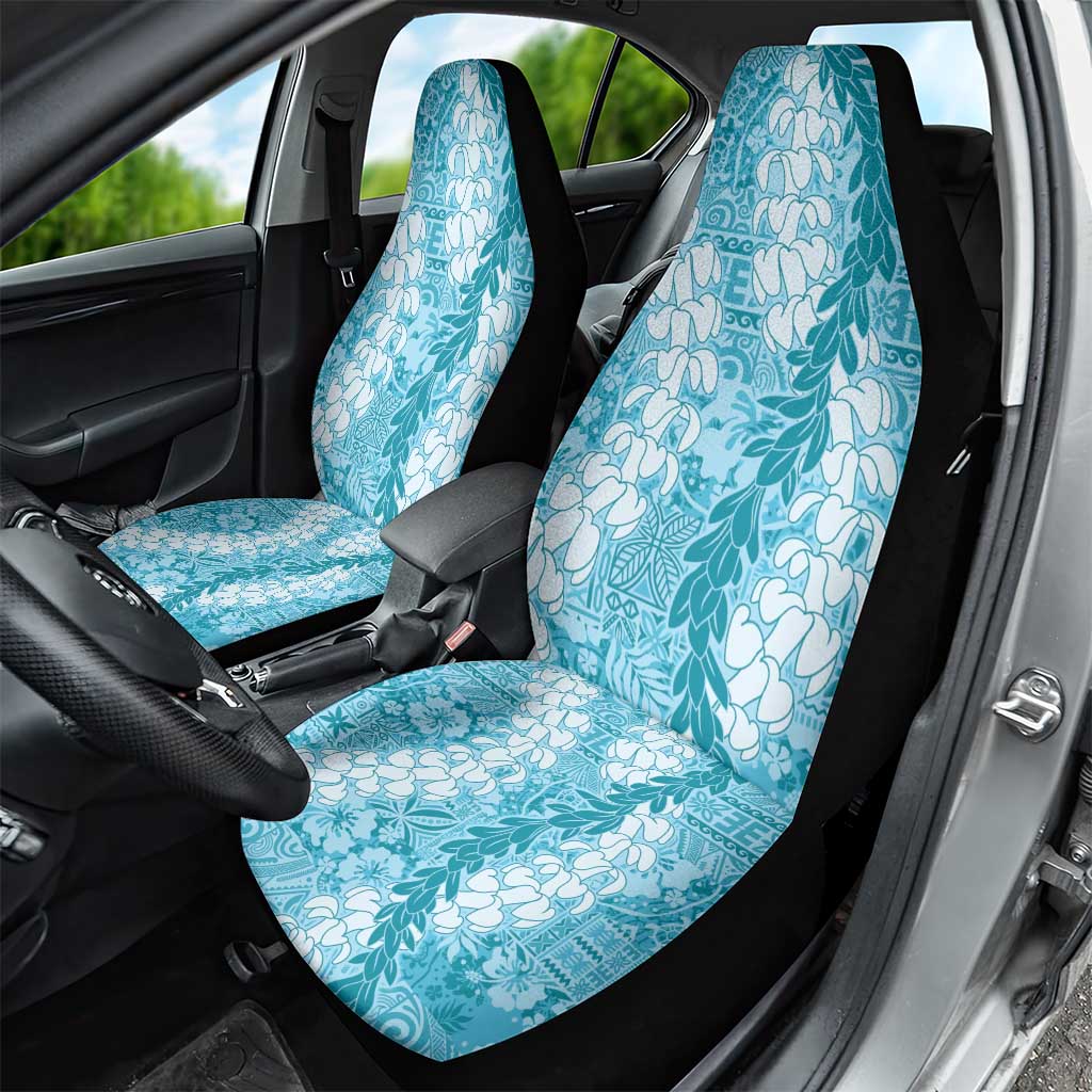 Blue Puakenikeni and Maile Lei Car Seat Cover Hawaiian Style Tribal Tapa Double Strand Lei LT9 - Polynesian Pride