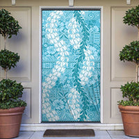 Blue Puakenikeni and Maile Lei Door Cover Hawaiian Style Tribal Tapa Double Strand Lei LT9 Blue - Polynesian Pride