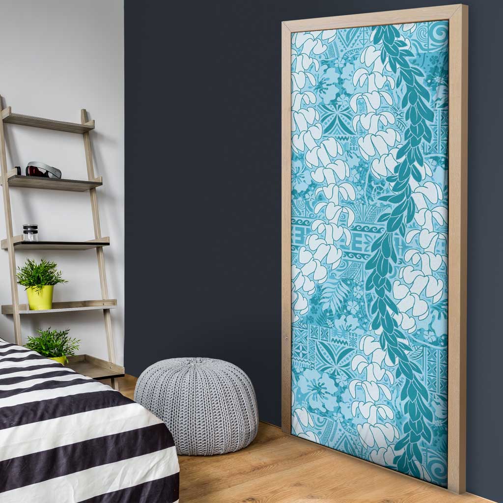 Blue Puakenikeni and Maile Lei Door Cover Hawaiian Style Tribal Tapa Double Strand Lei LT9 - Polynesian Pride
