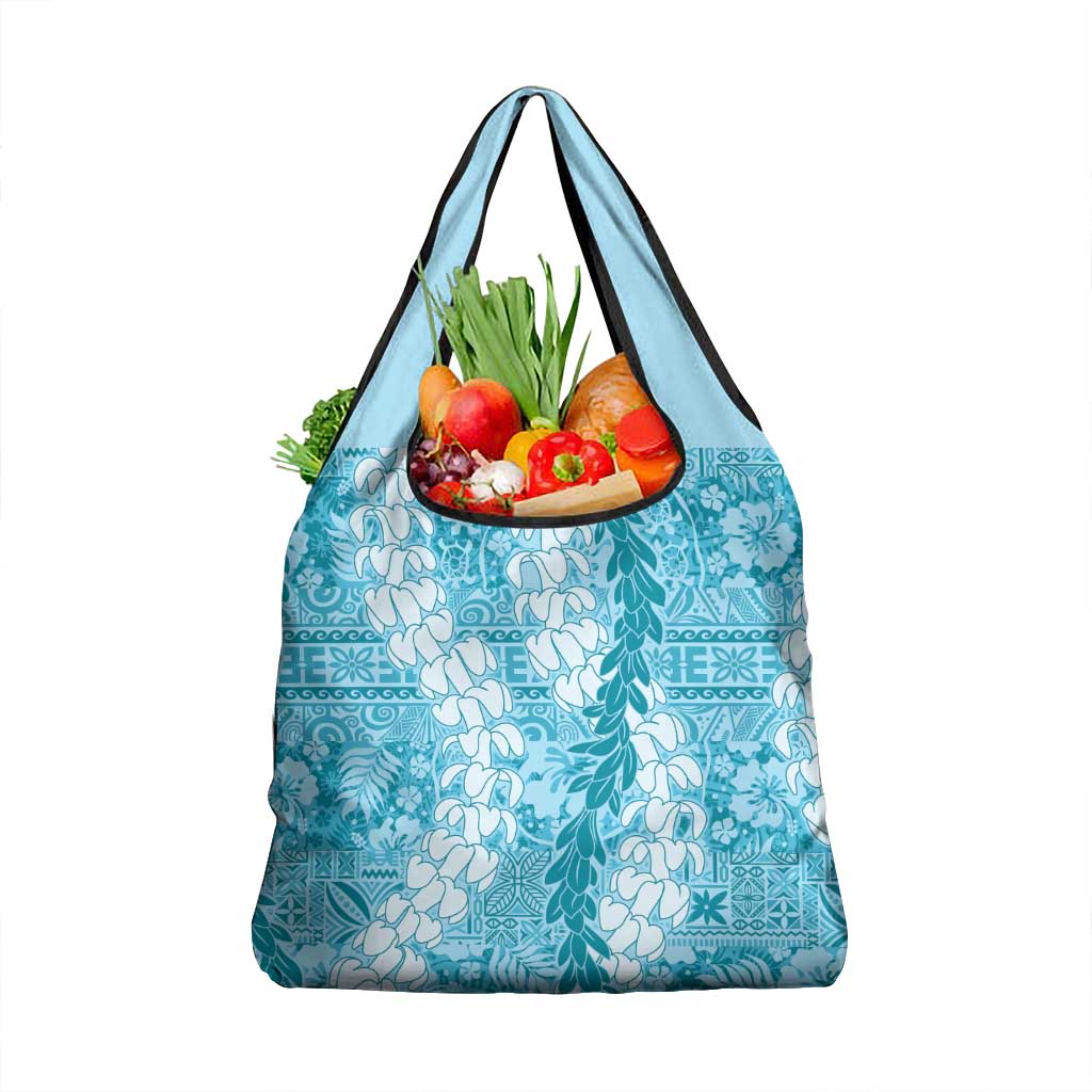 Blue Puakenikeni and Maile Lei Grocery Bag Hawaiian Style Tribal Tapa Double Strand Lei LT9 1-pack One Size Blue - Polynesian Pride