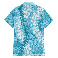 Blue Puakenikeni and Maile Lei Hawaiian Shirt Hawaiian Style Tribal Tapa Double Strand Lei LT9 - Polynesian Pride