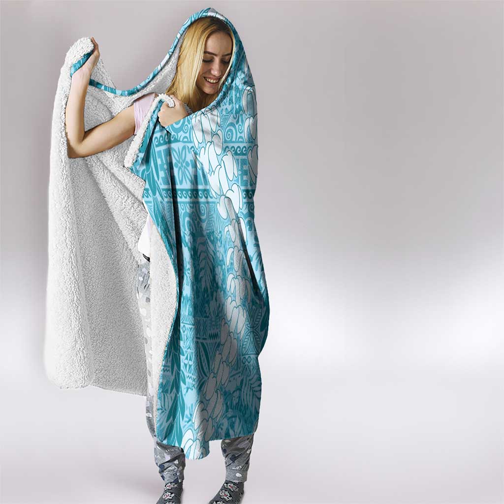 Blue Puakenikeni and Maile Lei Hooded Blanket Hawaiian Style Tribal Tapa Double Strand Lei LT9 - Polynesian Pride