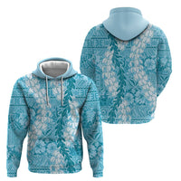 Blue Puakenikeni and Maile Lei Hoodie Hawaiian Style Tribal Tapa Double Strand Lei LT9 - Polynesian Pride