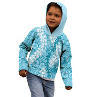 Blue Puakenikeni and Maile Lei Kid Hoodie Hawaiian Style Tribal Tapa Double Strand Lei LT9 - Polynesian Pride