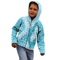 Blue Puakenikeni and Maile Lei Kid Hoodie Hawaiian Style Tribal Tapa Double Strand Lei LT9 - Polynesian Pride