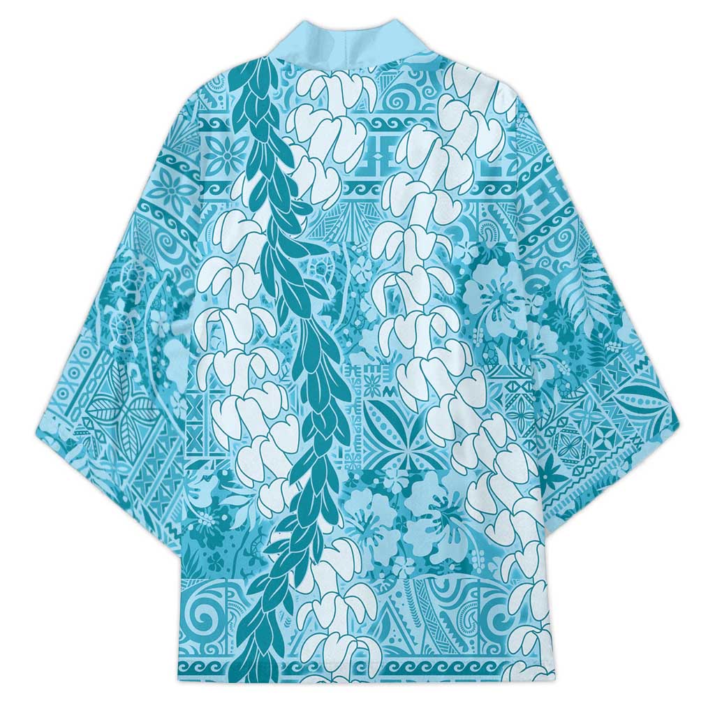 Blue Puakenikeni and Maile Lei Kimono Hawaiian Style Tribal Tapa Double Strand Lei LT9 - Polynesian Pride