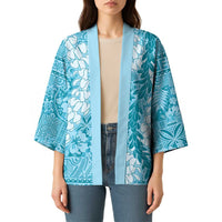 Blue Puakenikeni and Maile Lei Kimono Hawaiian Style Tribal Tapa Double Strand Lei LT9 - Polynesian Pride