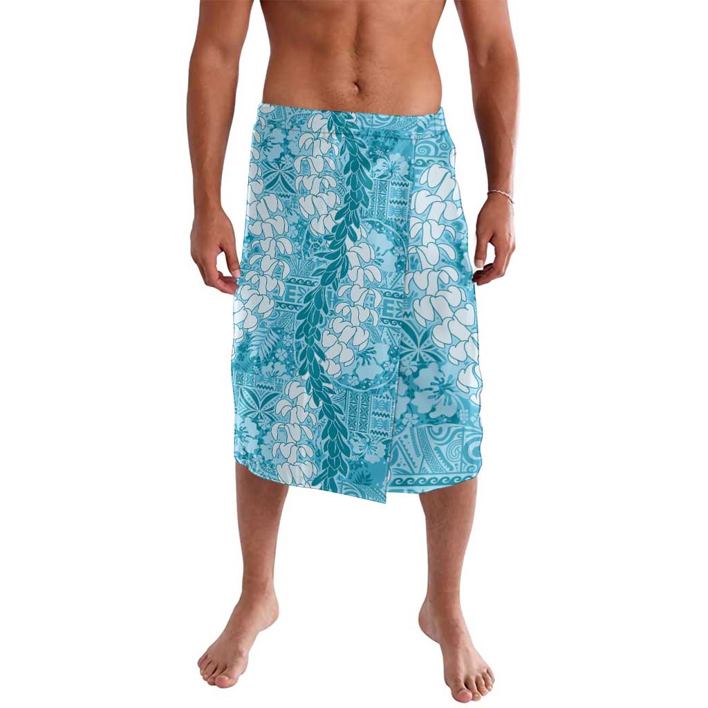 Blue Puakenikeni and Maile Lei Lavalava Hawaiian Style Tribal Tapa Double Strand Lei LT9 Blue - Polynesian Pride