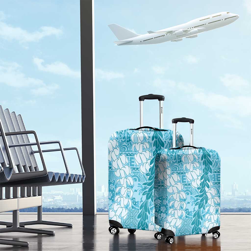 Blue Puakenikeni and Maile Lei Luggage Cover Hawaiian Style Tribal Tapa Double Strand Lei LT9 - Polynesian Pride
