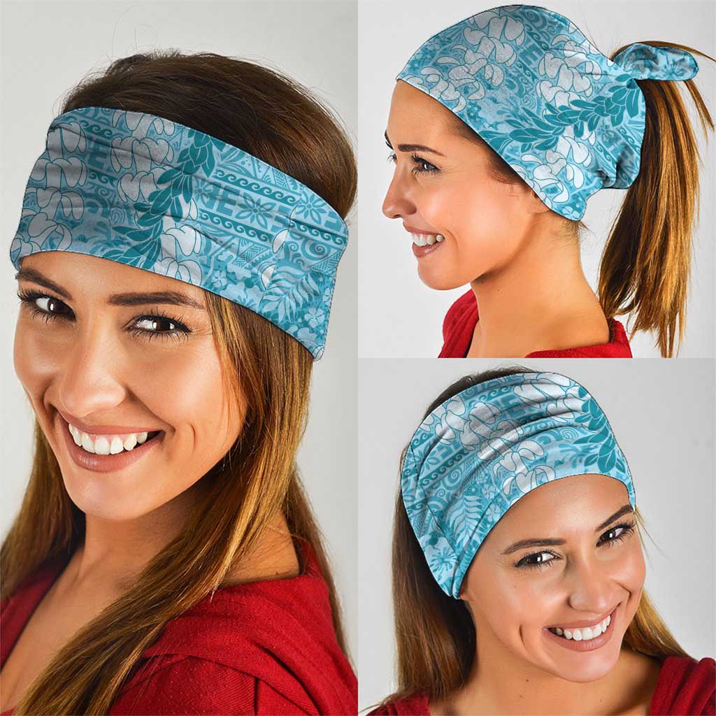 Blue Puakenikeni and Maile Lei Neck Gaiter Hawaiian Style Tribal Tapa Double Strand Lei LT9 - Polynesian Pride