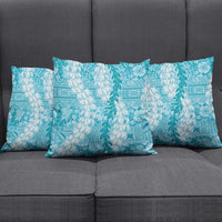 Blue Puakenikeni and Maile Lei Pillow Cover Hawaiian Style Tribal Tapa Double Strand Lei LT9 - Polynesian Pride