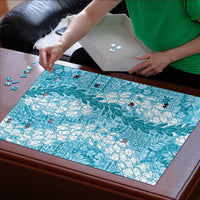 Blue Puakenikeni and Maile Lei Puzzle Hawaiian Style Tribal Tapa Double Strand Lei LT9 - Polynesian Pride