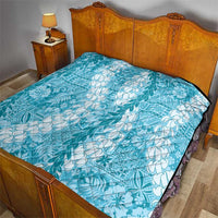 Blue Puakenikeni and Maile Lei Quilt Hawaiian Style Tribal Tapa Double Strand Lei LT9 - Polynesian Pride