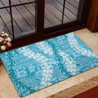 Blue Puakenikeni and Maile Lei Rubber Doormat Hawaiian Style Tribal Tapa Double Strand Lei LT9 - Polynesian Pride