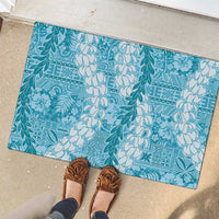 Blue Puakenikeni and Maile Lei Rubber Doormat Hawaiian Style Tribal Tapa Double Strand Lei LT9 - Polynesian Pride