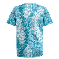Blue Puakenikeni and Maile Lei Rugby Jersey Hawaiian Style Tribal Tapa Double Strand Lei LT9 - Polynesian Pride