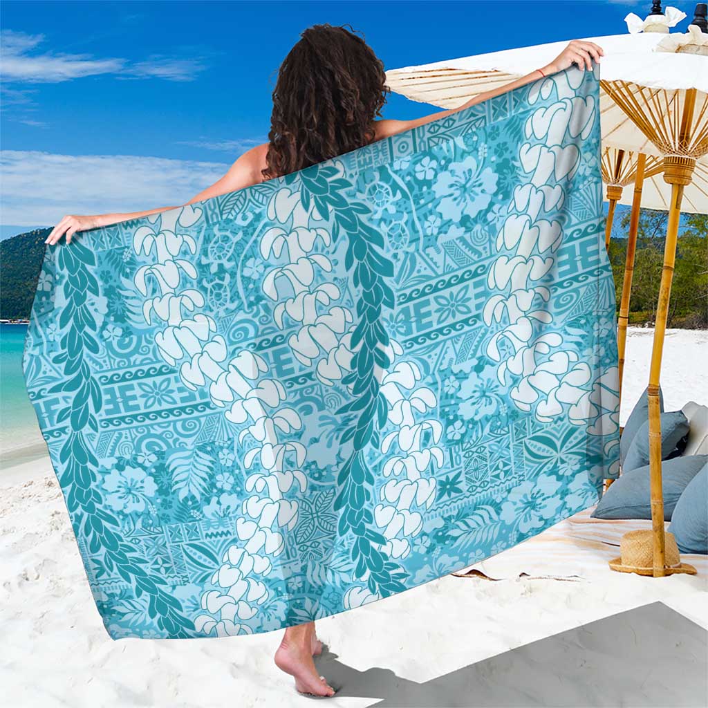 Blue Puakenikeni and Maile Lei Sarong Hawaiian Style Tribal Tapa Double Strand Lei LT9 One Size 44 x 66 inches Blue - Polynesian Pride