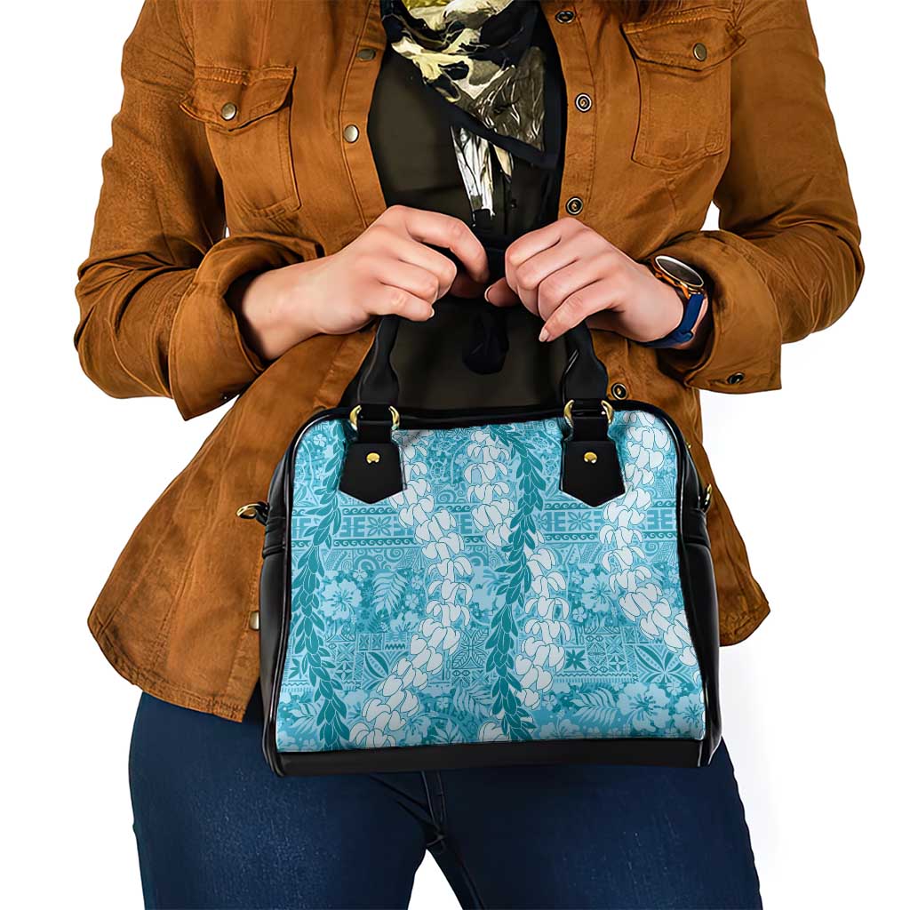 Blue Puakenikeni and Maile Lei Shoulder Handbag Hawaiian Style Tribal Tapa Double Strand Lei LT9 - Polynesian Pride