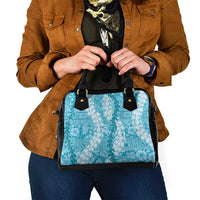Blue Puakenikeni and Maile Lei Shoulder Handbag Hawaiian Style Tribal Tapa Double Strand Lei LT9 - Polynesian Pride