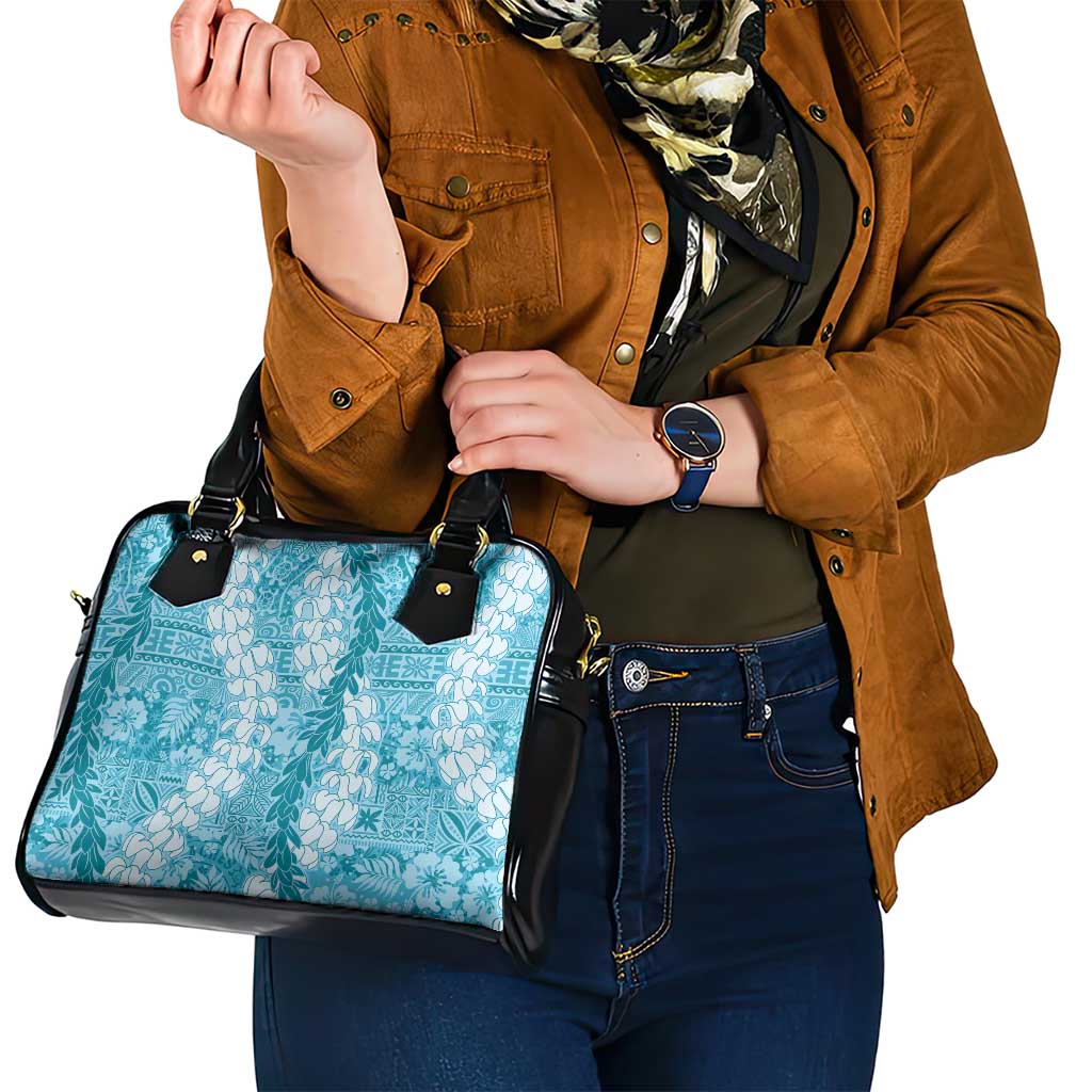 Blue Puakenikeni and Maile Lei Shoulder Handbag Hawaiian Style Tribal Tapa Double Strand Lei LT9 - Polynesian Pride