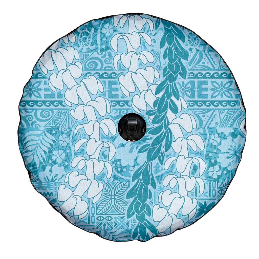 Blue Puakenikeni and Maile Lei Spare Tire Cover Hawaiian Style Tribal Tapa Double Strand Lei LT9 - Polynesian Pride