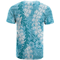 Blue Puakenikeni and Maile Lei T Shirt Hawaiian Style Tribal Tapa Double Strand Lei LT9 - Polynesian Pride