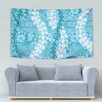 Blue Puakenikeni and Maile Lei Tapestry Hawaiian Style Tribal Tapa Double Strand Lei LT9 - Polynesian Pride