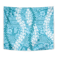Blue Puakenikeni and Maile Lei Tapestry Hawaiian Style Tribal Tapa Double Strand Lei LT9 - Polynesian Pride