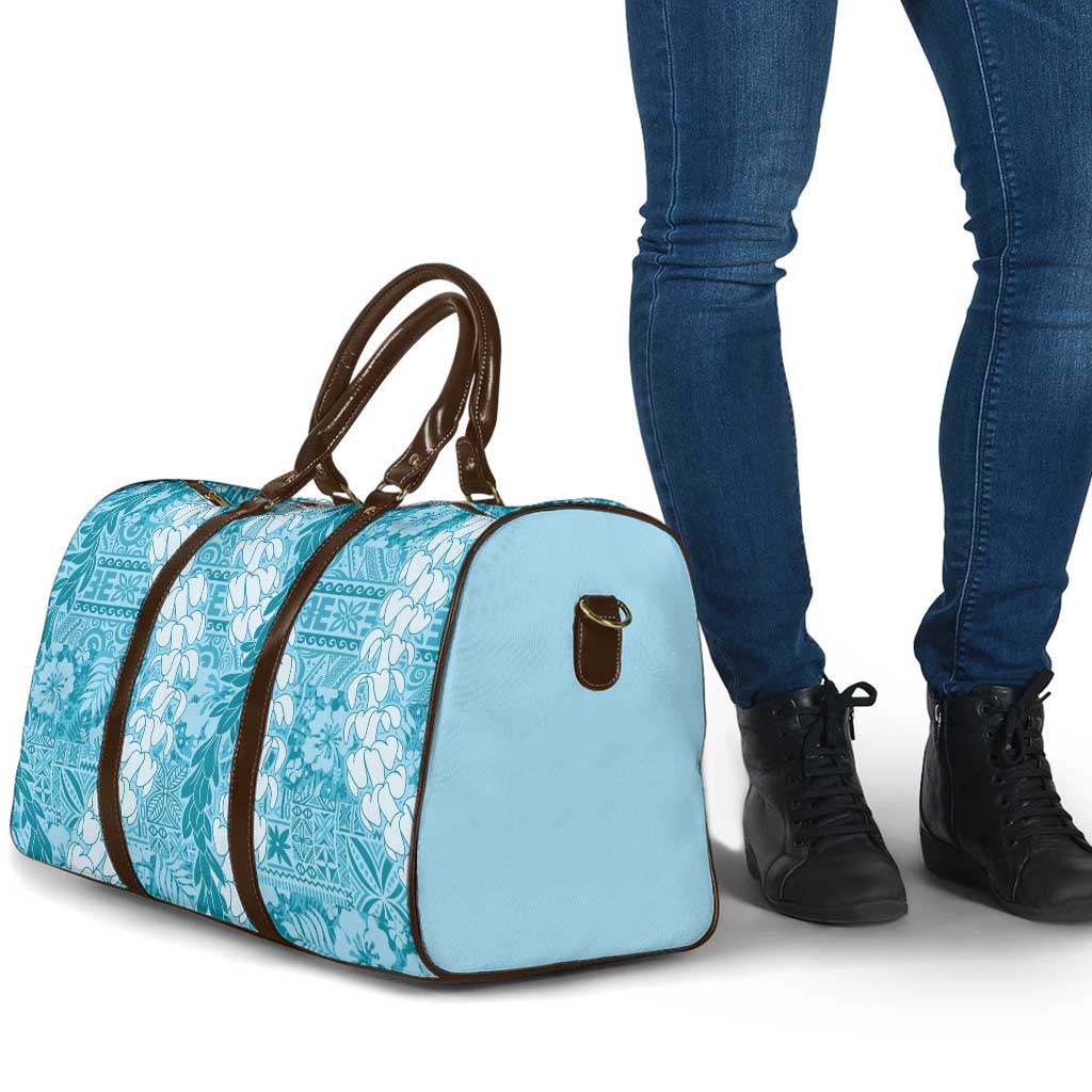 Blue Puakenikeni and Maile Lei Travel Bag Hawaiian Style Tribal Tapa Double Strand Lei LT9 - Polynesian Pride