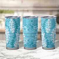 Blue Puakenikeni and Maile Lei Tumbler Cup Hawaiian Style Tribal Tapa Double Strand Lei LT9 - Polynesian Pride