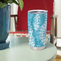 Blue Puakenikeni and Maile Lei Tumbler Cup Hawaiian Style Tribal Tapa Double Strand Lei LT9 - Polynesian Pride