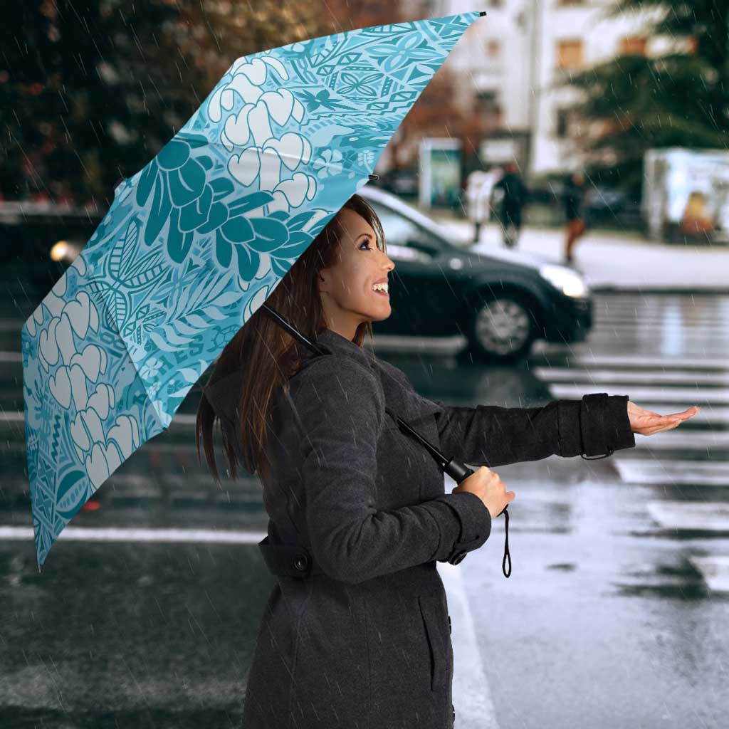 Blue Puakenikeni and Maile Lei Umbrella Hawaiian Style Tribal Tapa Double Strand Lei LT9 - Polynesian Pride