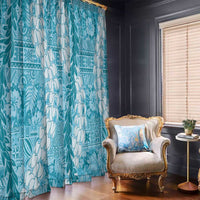 Blue Puakenikeni and Maile Lei Window Curtain Hawaiian Style Tribal Tapa Double Strand Lei LT9 - Polynesian Pride