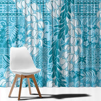 Blue Puakenikeni and Maile Lei Window Curtain Hawaiian Style Tribal Tapa Double Strand Lei LT9 - Polynesian Pride
