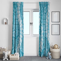 Blue Puakenikeni and Maile Lei Window Curtain Hawaiian Style Tribal Tapa Double Strand Lei LT9 - Polynesian Pride