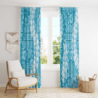 Blue Puakenikeni and Maile Lei Window Curtain Hawaiian Style Tribal Tapa Double Strand Lei LT9 - Polynesian Pride