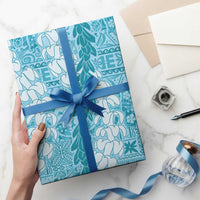 Blue Puakenikeni and Maile Lei Wrapping Paper Hawaiian Style Tribal Tapa Double Strand Lei LT9 - Polynesian Pride